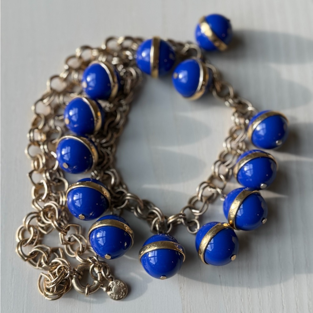 J. Crew Royal Blue and Gold Necklace